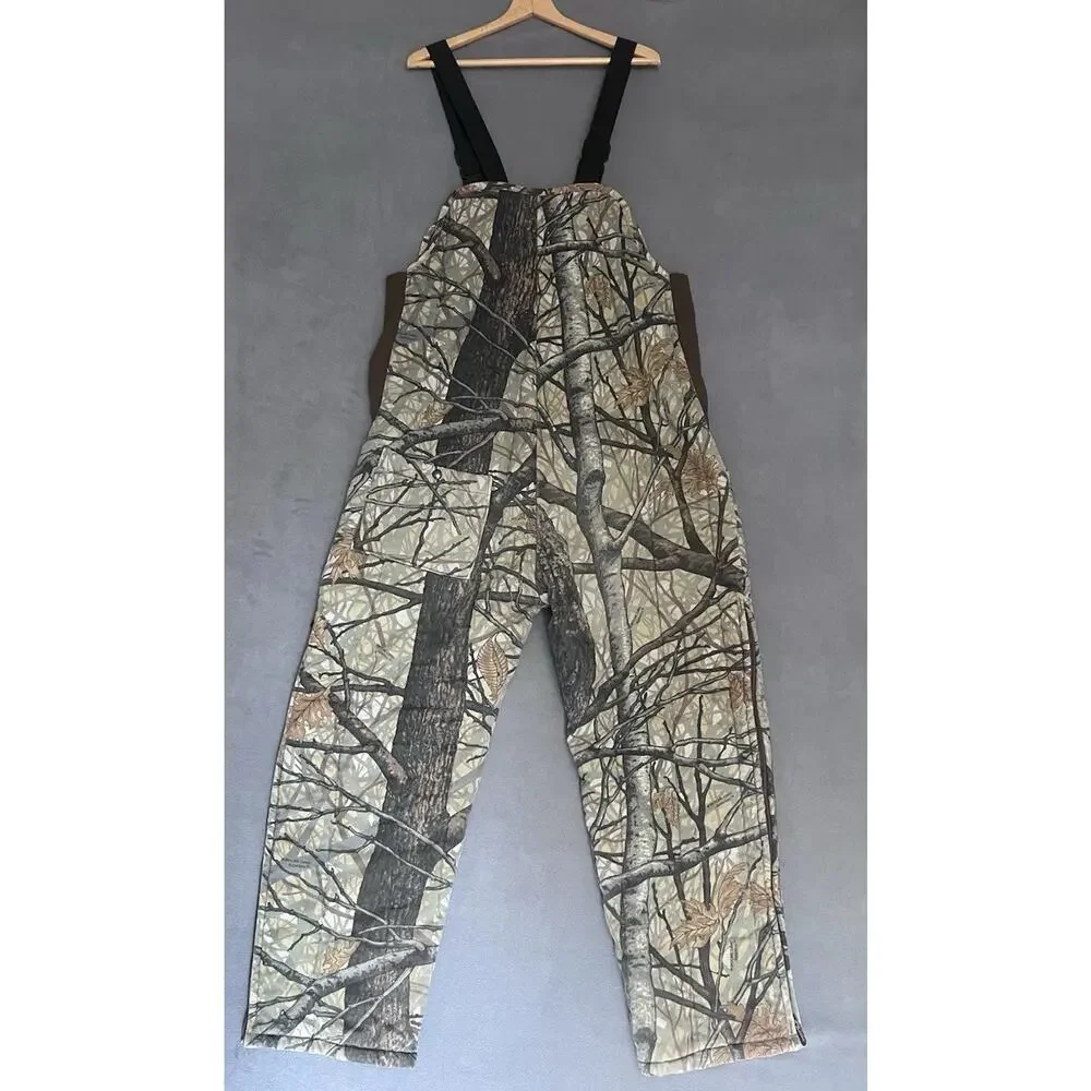VTG Ideal Skyline Camo Apparition Bib Overalls Men XL Fleece Lined Hunting USA - Picture 2 of 14